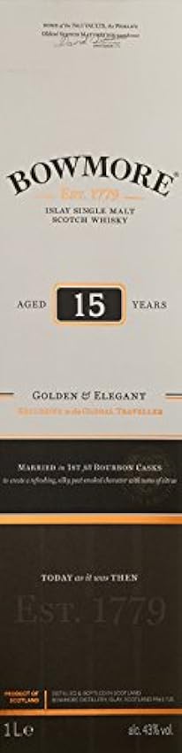 Kostengünstige Bowmore 15 Years Old GOLDEN & ELEGANT Travel Exclusive 43% Vol. 1l in Geschenkbox wGrJq67H Online Shop